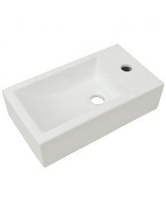Waschbecken Rechteckig mit Hahnloch Keramik Weiß 46x25,5x12 cm