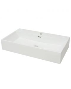 Waschbecken mit Hahnloch Keramik Weiß 76x42,5x14,5 cm