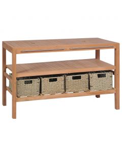 Waschtischunterschrank mit 4 Körben Teak Massiv 132x45x75 cm