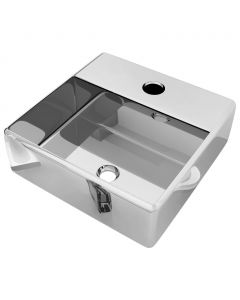 Waschbecken mit Wasserhahnloch 38x30x11,5cm Keramik Silbern