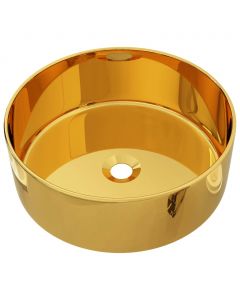 Waschbecken 40 x 15 cm Keramik Golden