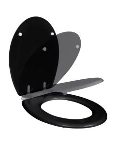 Toilettensitz MDF Deckel mit Absenkautomatik Design Schwarz