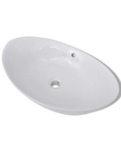 Keramik Waschbecken Keramikspülen Überlauf Oval 59 x 38,5 cm