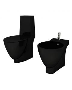 Keramik-WC & Bidet-Set Schwarz