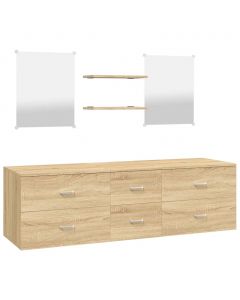 5-tlg. Badmöbel-Set Eichen-Optik Holzwerkstoff