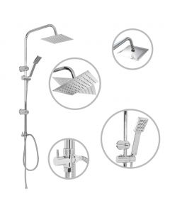 Doppelkopf-Duschset mit Handbrause Edelstahl