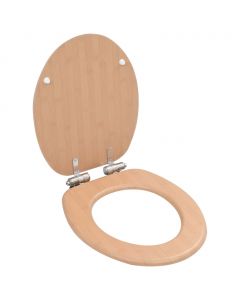 Toilettensitze 2 Stk. mit Soft-Close-Deckel MDF Bambus-Design