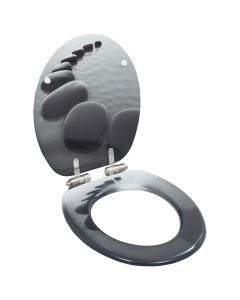 Toilettensitze 2 Stk. mit Soft-Close-Deckel MDF Stein-Design
