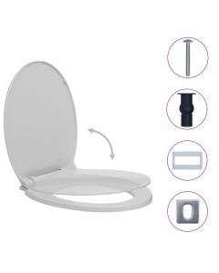 Toilettensitz mit Absenkautomatik Quick-Release Hellgrau Oval