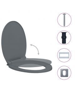 Toilettensitz mit Absenkautomatik Quick-Release Grau Oval