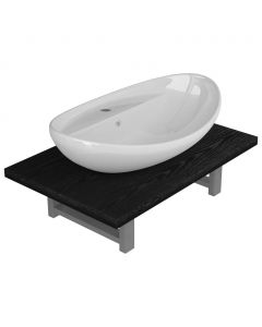 2-tlg. Badmöbel-Set Keramik Schwarz