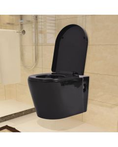 Hänge-Toilette mit Unterputzspülkasten Keramik Schwarz