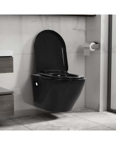 Hänge-Toilette mit Unterputzspülkasten Keramik Schwarz
