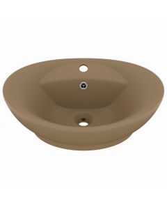 Luxus-Waschbecken Überlauf Oval Matt Creme 58,5x39cm Keramik