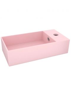Badezimmer-Waschbecken mit Überlauf Keramik Matt Rosa