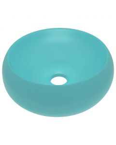 Luxuriöses Waschbecken Rund Matt Hellgrün 40x15 cm Keramik