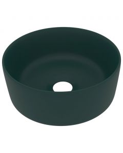 Luxuriöses Waschbecken Rund Matt Dunkelgrün 40x15 cm Keramik