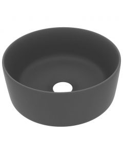 Luxuriöses Waschbecken Rund Matt Dunkelgrau 40x15 cm Keramik