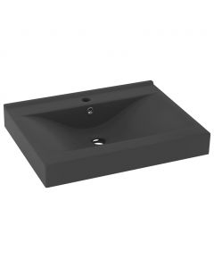 Luxus-Waschbecken mit Hahnloch Matt-Dunkelgrau 60x46 cm Keramik