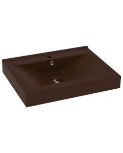 Luxus-Waschbecken mit Hahnloch Matt-Dunkelbraun 60x46cm Keramik