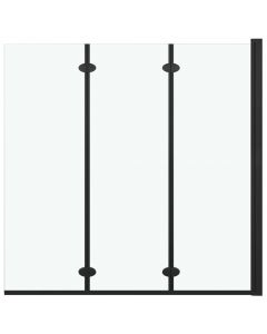 Faltbare Duschkabine 3 Paneele ESG 130x138 cm Schwarz