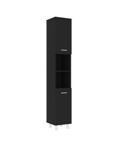 Badezimmerschrank Schwarz 30x30x179 cm Holzwerkstoff