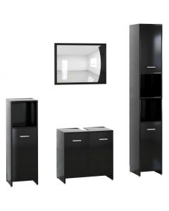 4-tlg. Badmöbel-Set Schwarz Holzwerkstoff