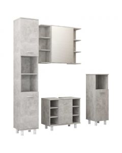 4-tlg. Badmöbel-Set Betongrau Holzwerkstoff