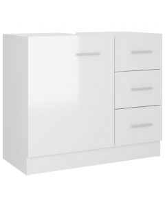 Waschbeckenunterschrank Hochglanz-Weiß 63x30x54 cm Spanplatte