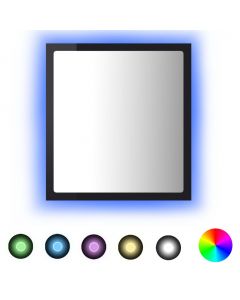 LED-Badspiegel Hochglanz-Schwarz 40x8,5x37 cm Acryl