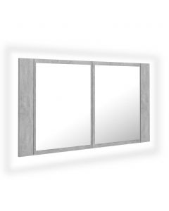 LED-Bad-Spiegelschrank Betongrau 80x12x45 cm Acryl