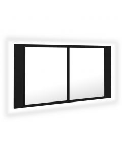 LED-Bad-Spiegelschrank Schwarz 90x12x45 cm Acryl