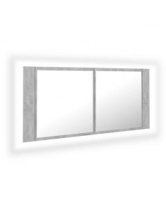 LED-Bad-Spiegelschrank Betongrau 100x12x45 cm Acryl