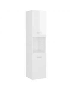 Badezimmerschrank Hochglanz-Weiß 30x30x130 cm Holzwerkstoff