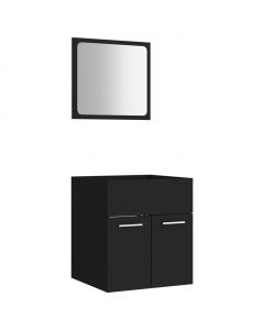 2-tlg. Badmöbel-Set Schwarz Holzwerkstoff