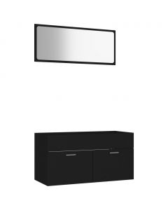 2-tlg. Badmöbel-Set Schwarz Holzwerkstoff