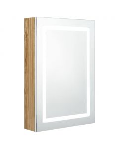 LED-Spiegelschrank fürs Bad Weiß und Eichen-Optik 50x13x70 cm