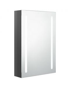 LED-Bad-Spiegelschrank Glänzendes Grau 50x13x70 cm