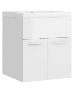 Waschbeckenunterschrank mit Einbaubecken Hochglanz-Weiß