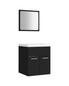Badmöbel-Set Schwarz Holzwerkstoff