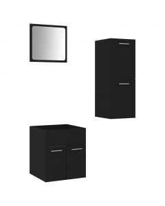 Badmöbel-Set Schwarz Holzwerkstoff