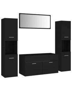 Badmöbel-Set Schwarz Holzwerkstoff