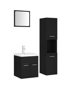 Badmöbel-Set Schwarz Holzwerkstoff