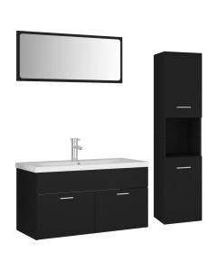 Badmöbel-Set Schwarz Holzwerkstoff