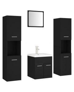 Badmöbel-Set Schwarz Holzwerkstoff