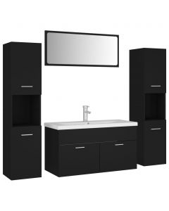 Badmöbel-Set Schwarz Holzwerkstoff