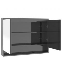 Spiegelschrank fürs Bad 80x15x60 cm MDF Glänzend Grau