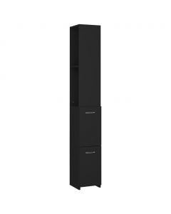 Badschrank Schwarz 25x26,5x170 cm Holzwerkstoff