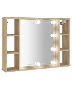 Spiegelschrank mit LED Sonoma-Eiche 76x15x55 cm