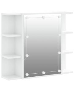 Spiegelschrank mit LED Hochglanz-Weiß 70x16,5x60 cm